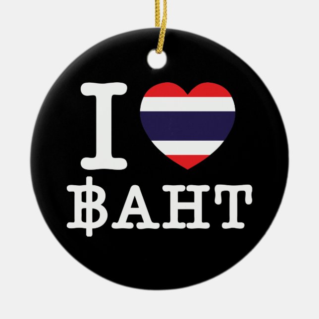 I Heart (Love) Baht Ceramic Tree Decoration (Front)