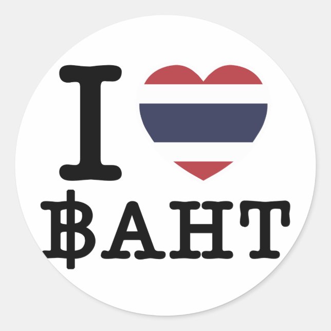 I Heart (Love) Baht Classic Round Sticker (Front)