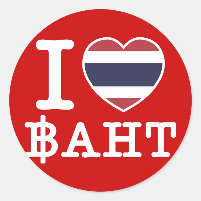 I Heart (Love) Baht Classic Round Sticker (Front)