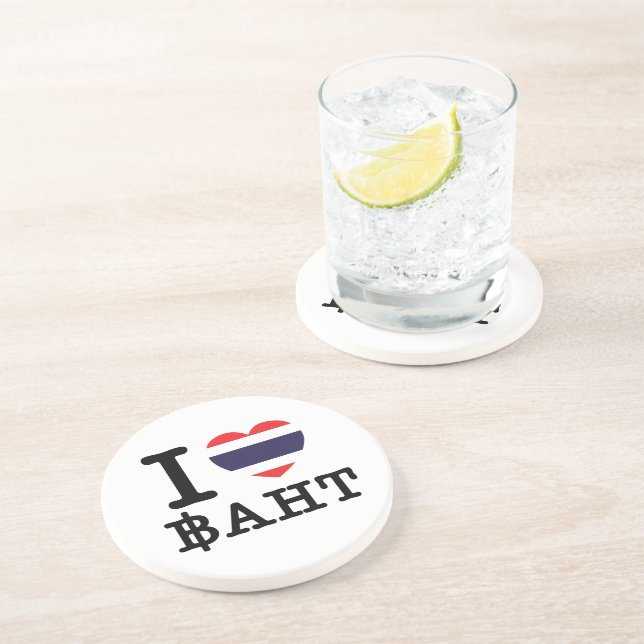 I Heart (Love) Baht Coaster (Side)