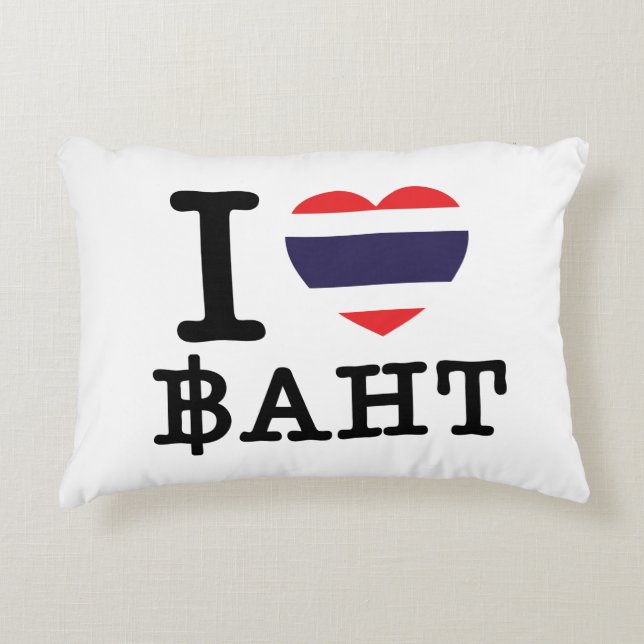 I Heart (Love) Baht Decorative Cushion (Front)