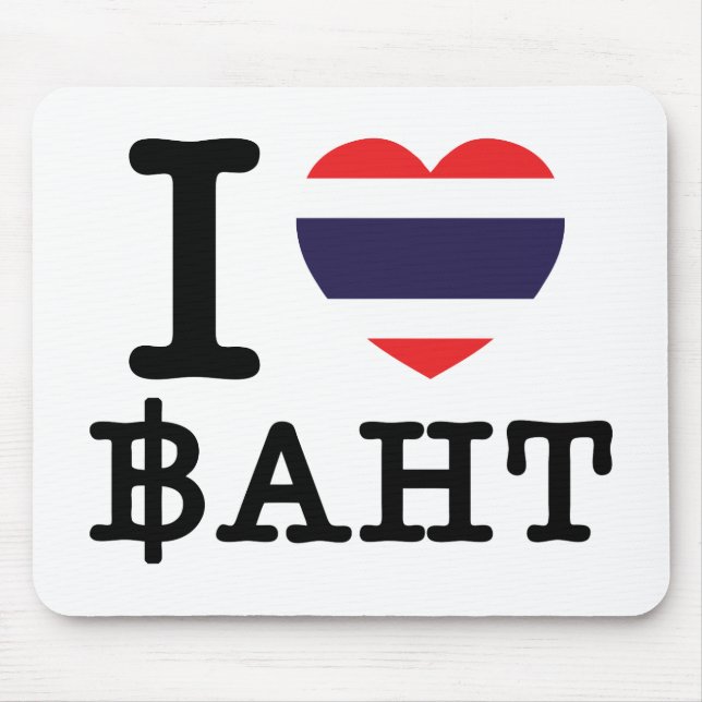 I Heart (Love) Baht Mouse Mat (Front)