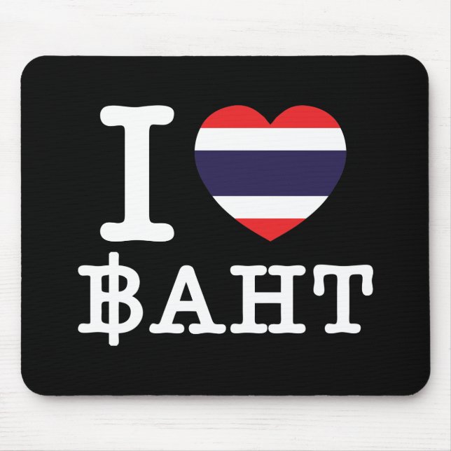 I Heart (Love) Baht Mouse Mat (Front)