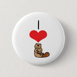 I Heart (Love) Beavers 6 Cm Round Badge