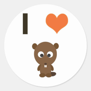I heart (love)  Beavers Classic Round Sticker