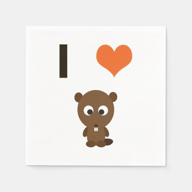 I heart (love)  Beavers Napkin (Front)