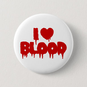 I HEART [LOVE] BLOOD 6 CM ROUND BADGE