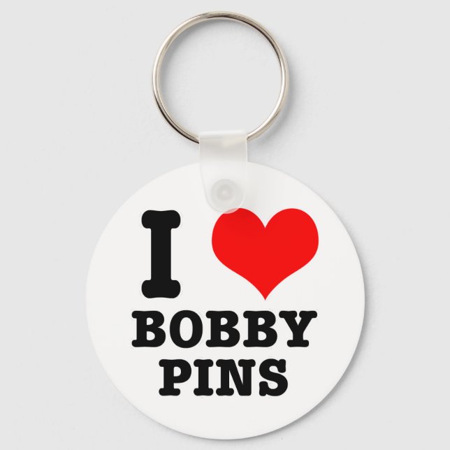 I HEART (LOVE) BOBBY PINS KEY RING (Front)