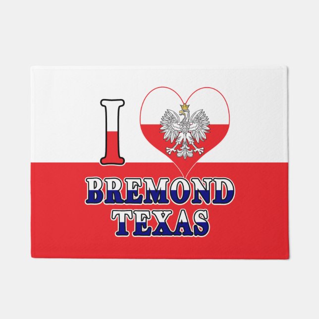 I Heart Love Bremond Texas Doormat (Front)