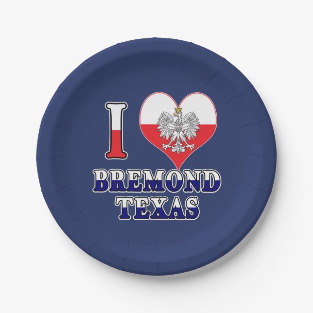 I Heart Love Bremond Texas Paper Plate (Front)