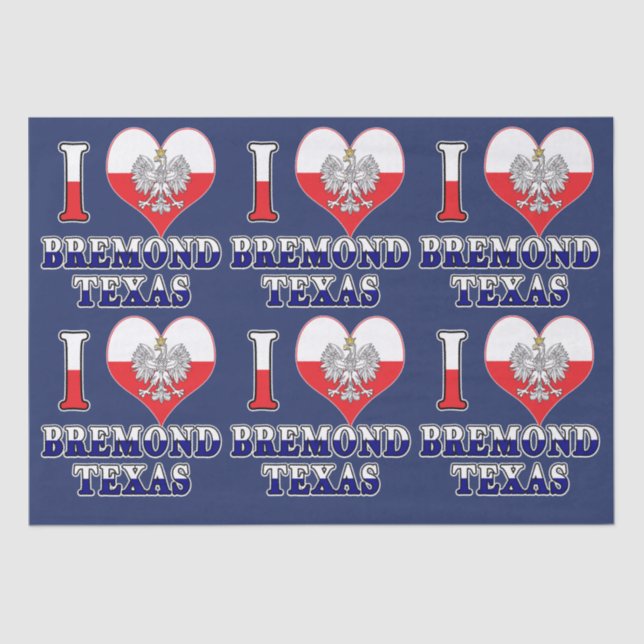 I Heart Love Bremond Texas Tissue Paper (Front)