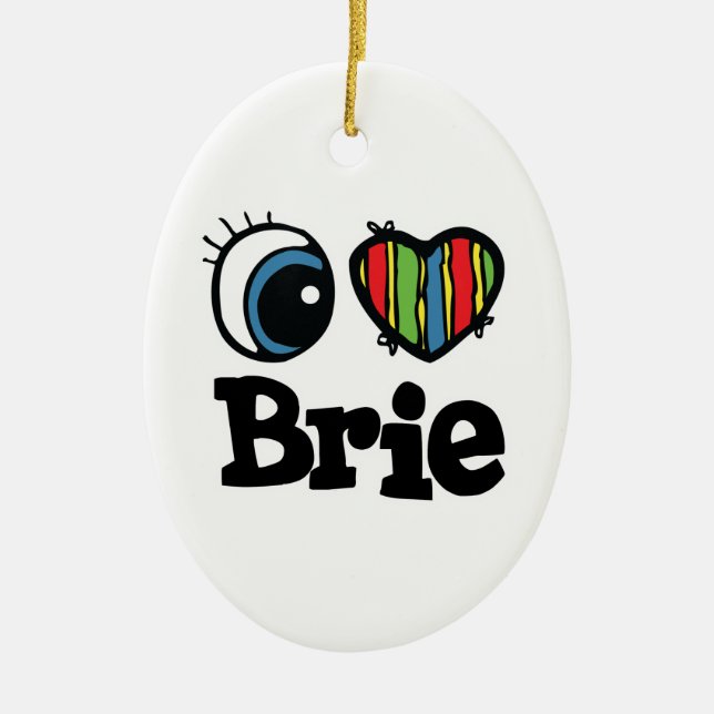 I Heart (Love) Brie Ceramic Tree Decoration (Front)