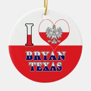 I Heart Love Bryan Texas Ceramic Tree Decoration