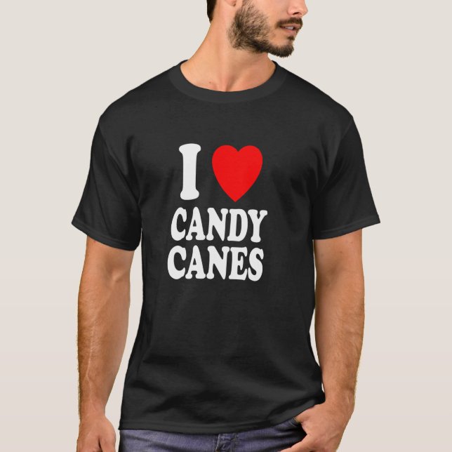 I Heart Love Candy Canes Winter Peppermint Christm T-Shirt (Front)