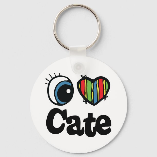 I Heart (Love) Cate Key Ring (Front)