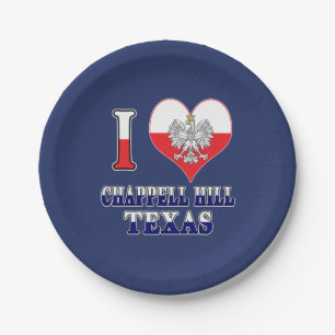 I Heart Love Chappell Hill Texas Paper Plate