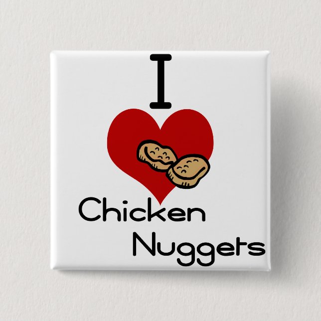 I heart-love chicken nuggets 15 cm square badge (Front)