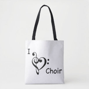 I Heart Love Choir Music Tote Bag