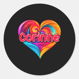 I Heart Love Corinne First Name Classic Round Sticker