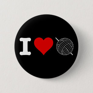 I Heart Love Crochet 6 Cm Round Badge