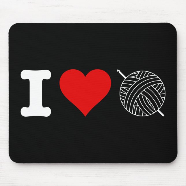 I Heart Love Crochet Mouse Mat (Front)