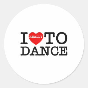 I Heart Love Dance Fun Dancing Valentines Day Teac Classic Round Sticker