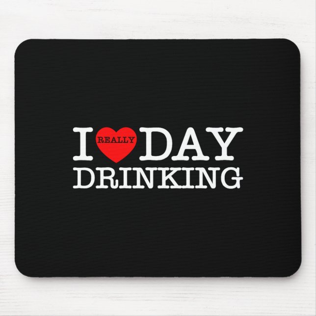 I Heart Love Day Drinking Party Funny Barbecue Fam Mouse Mat (Front)