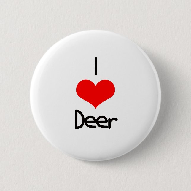 I Heart (Love) Deer 6 Cm Round Badge (Front)