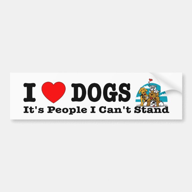 I heart (love) dogs, it's people I can't stand. Bumper Sticker (Front)