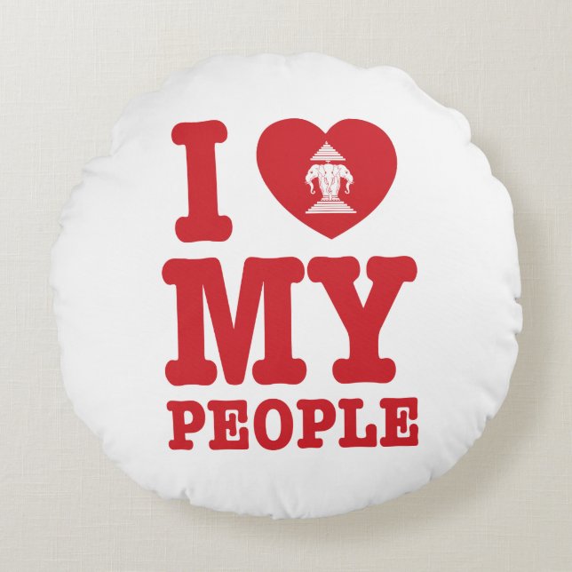 I Heart (Love) Erawan My Lao People Round Cushion (Front)