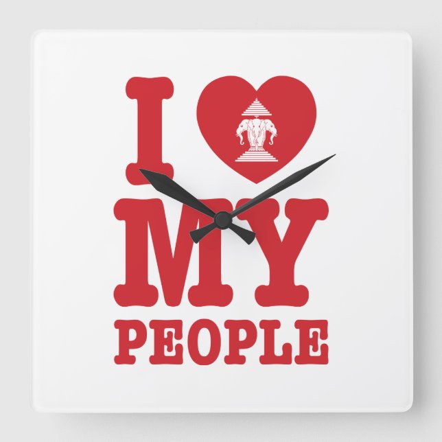 I Heart (Love) Erawan My Lao People Square Wall Clock (Front)
