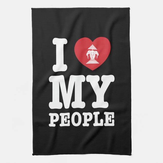 I Heart (Love) Erawan My Lao People Tea Towel (Vertical)