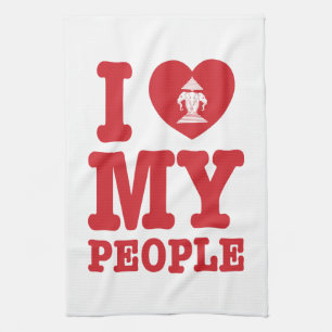 I Heart (Love) Erawan My Lao People Tea Towel