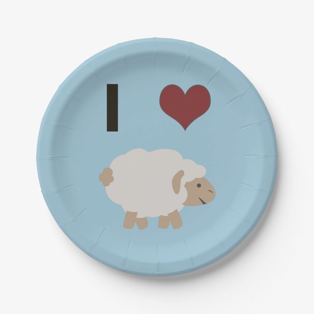 I heart (love) Ewe (you) Paper Plate (Front)