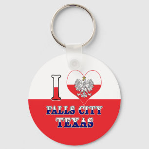 I Heart Love Falls City Texas Key Ring