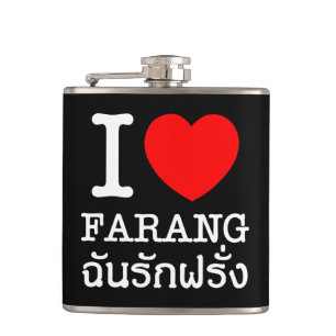 I Heart (Love) Farang Hip Flask