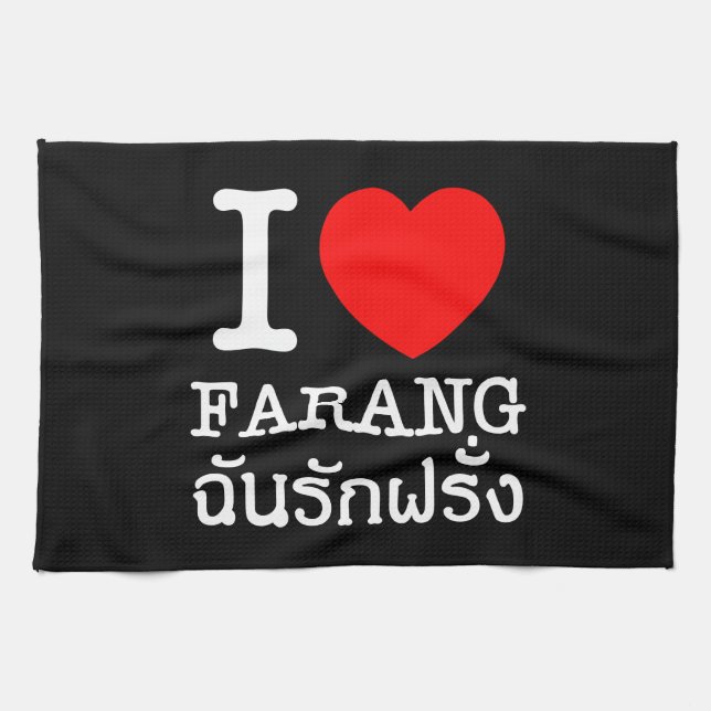 I Heart (Love) Farang Tea Towel (Horizontal)