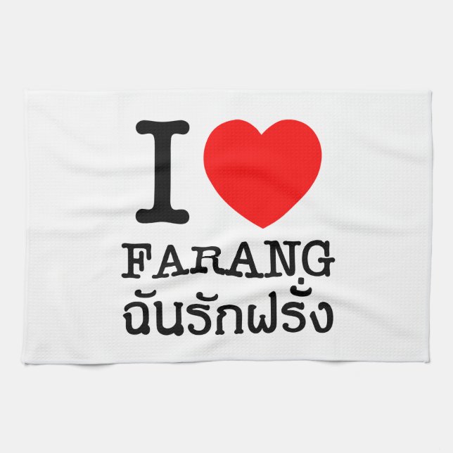 I Heart (Love) Farang Tea Towel (Horizontal)