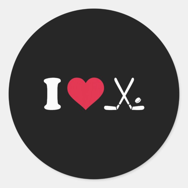 I Heart Love Field Hockey - Unisex  Classic Round Sticker (Front)