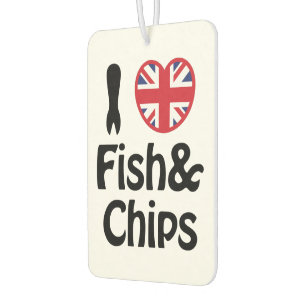 I Heart [Love] Fish & Chips Car Air Freshener