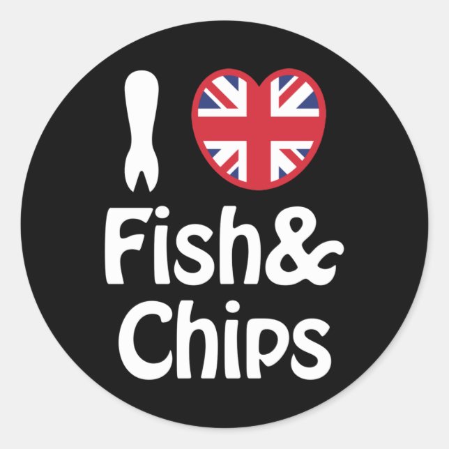 I Heart [Love] Fish & Chips Classic Round Sticker (Front)