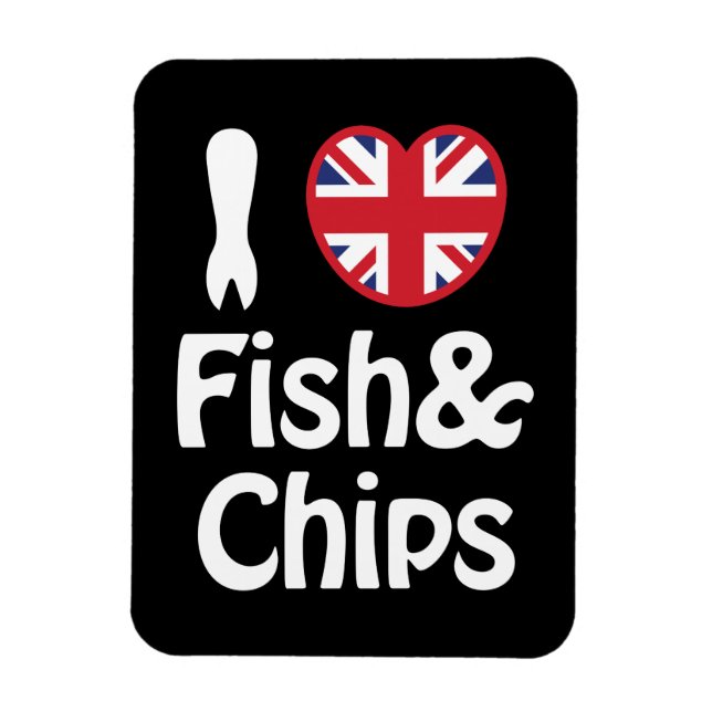 I Heart [Love] Fish & Chips Magnet (Vertical)