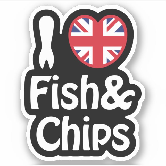 I Heart [Love] Fish & Chips Sticker (Front)