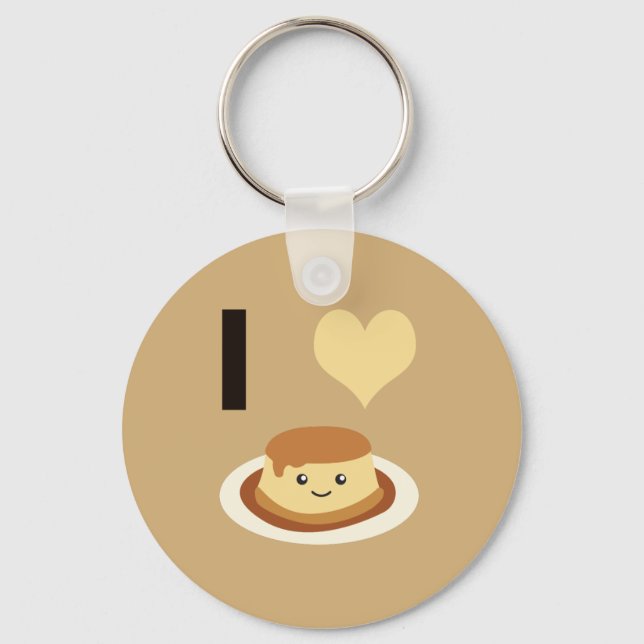 I Heart (love) flan! Key Ring (Front)