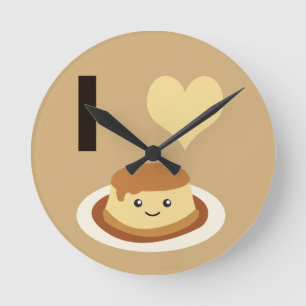 I Heart (love) flan! Round Clock
