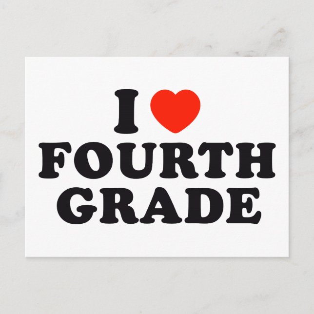 I Heart / Love Fourth Grade Postcard (Front)