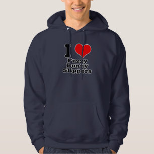 I HEART (LOVE) fuzzy bunny slippers Hoodie