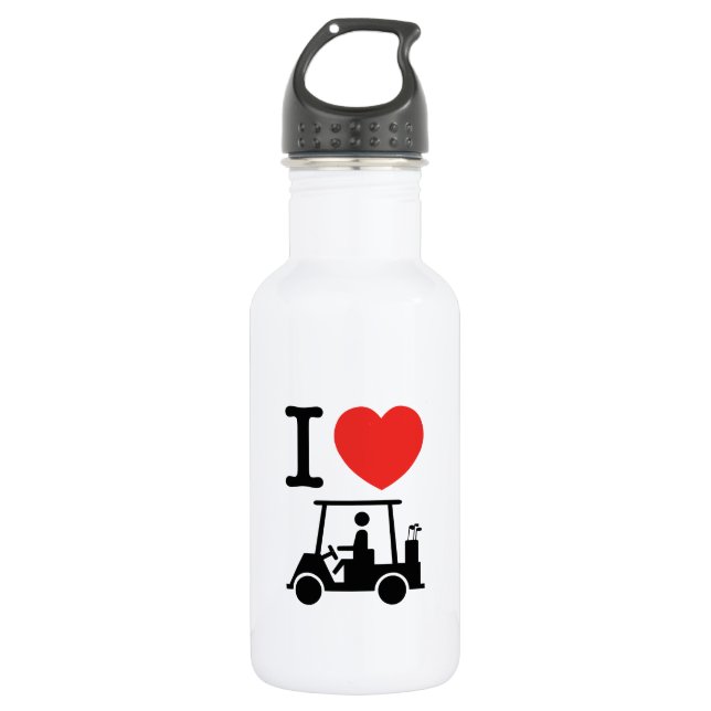 I Heart (Love) Golf Cart 532 Ml Water Bottle (Front)