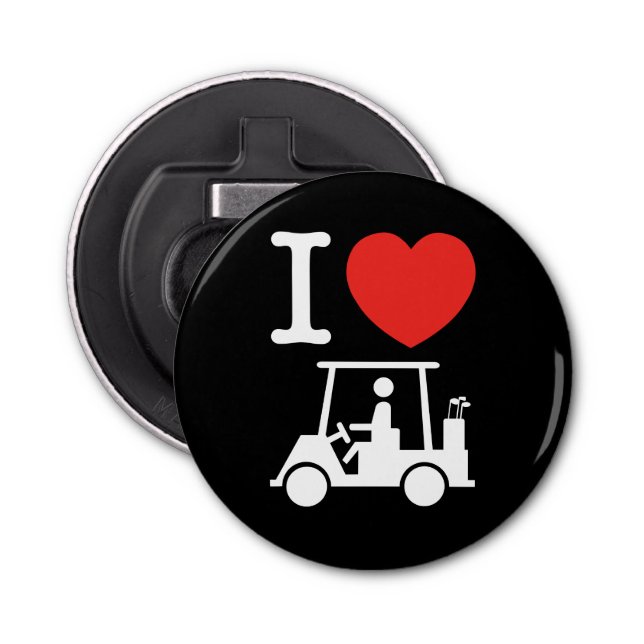 I Heart (Love) Golf Cart Bottle Opener (Front)