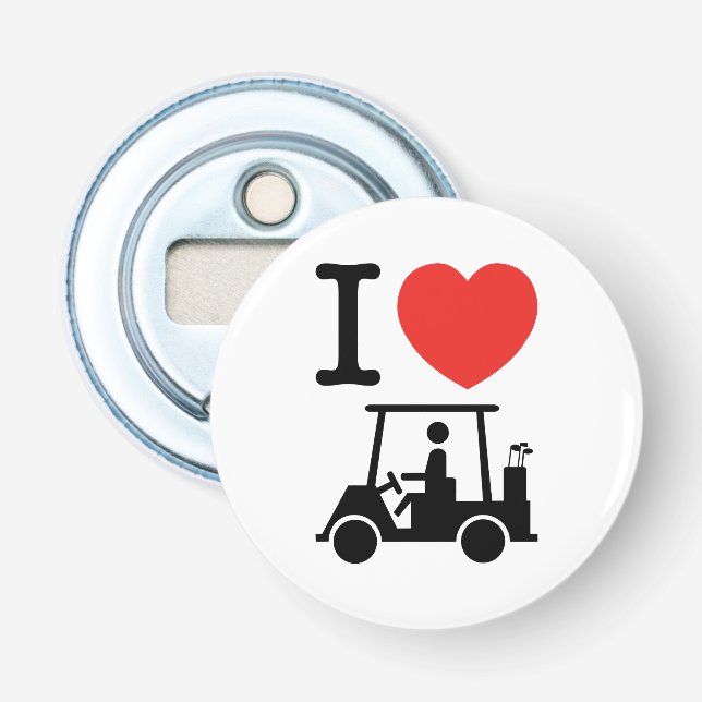 I Heart (Love) Golf Cart Bottle Opener (Front)